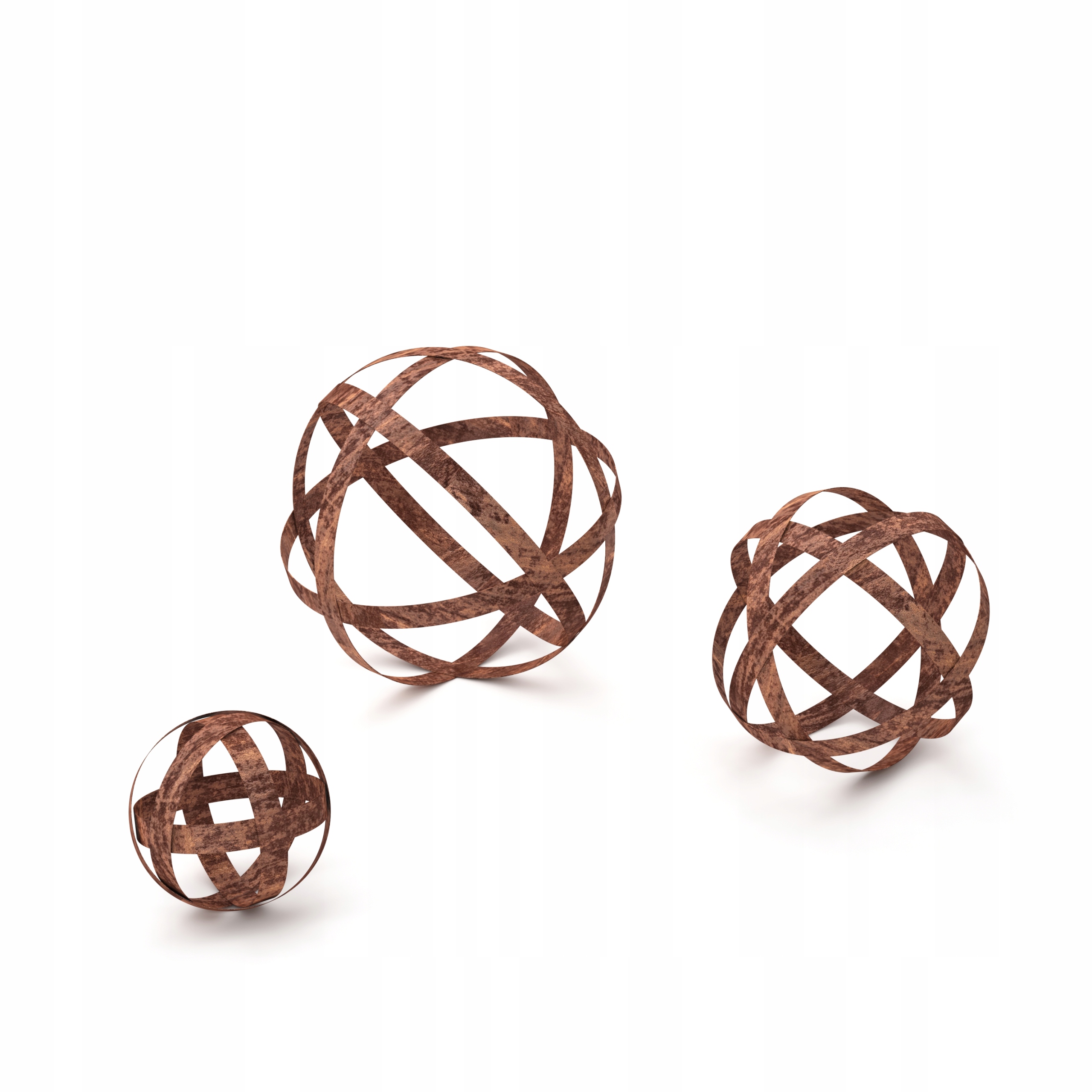 KOMPLET KULA SFERYCZNA RDZAWA RDZA STALOWA 3 SZT KORTEN 3D EFEKT Kod producenta DEKORACYJNE KULE OGRODOWE LOFT