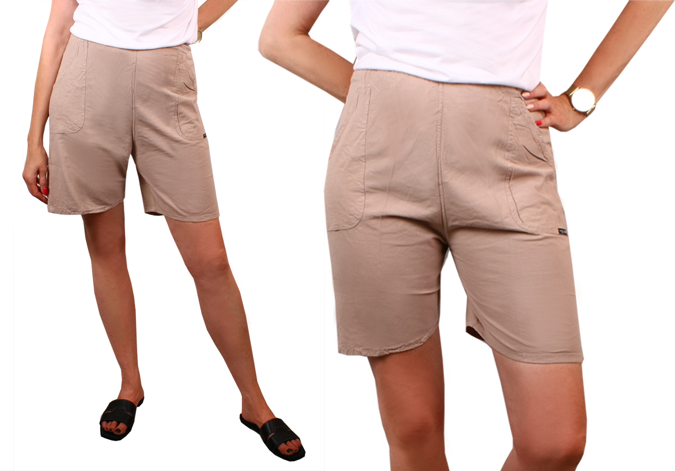 

Szorty spodenki Luźne 100 % bawełna Beżowy 661 4XL