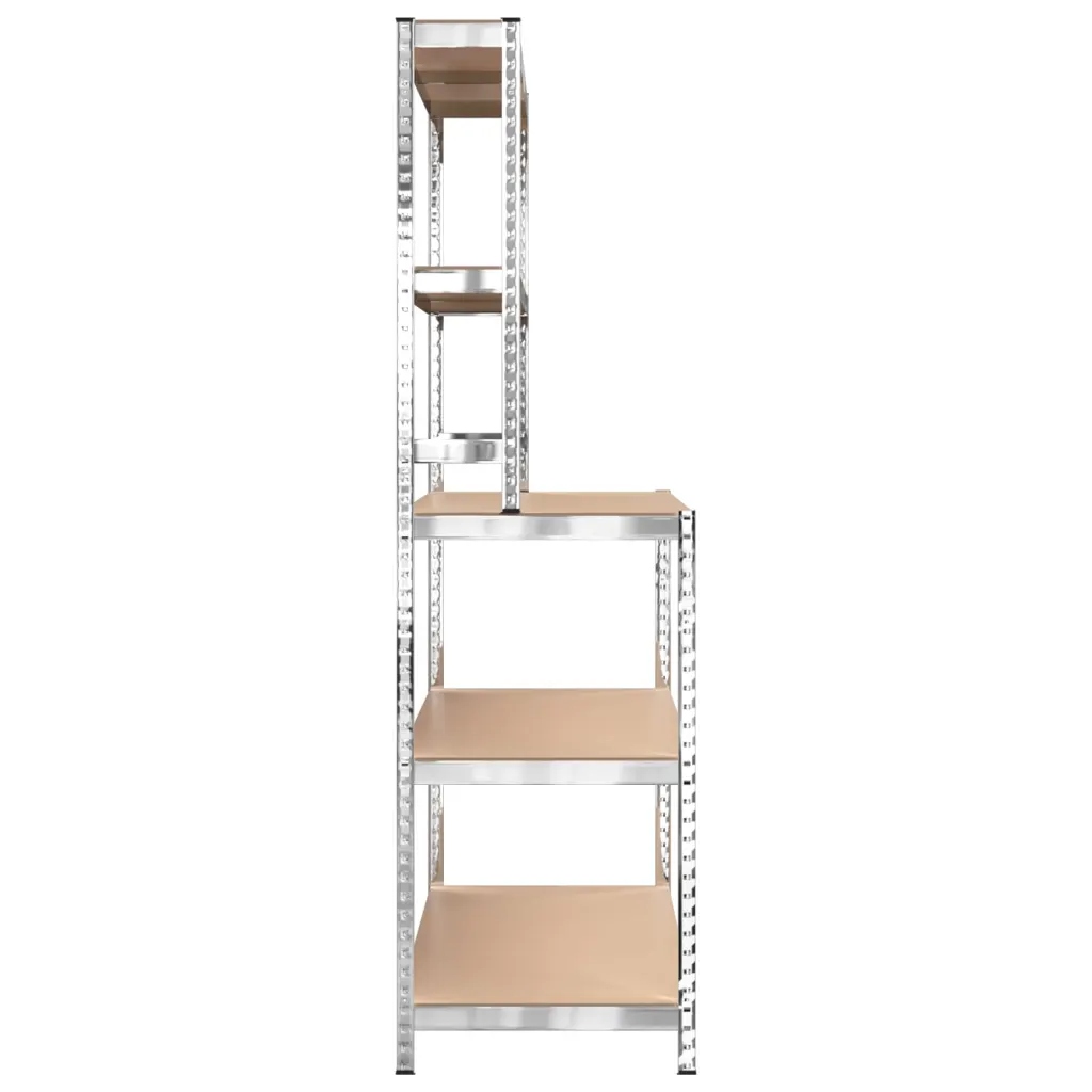 Stół roboczy z półkami, srebrny, stal i materiał d Wysokość produktu 180 cm