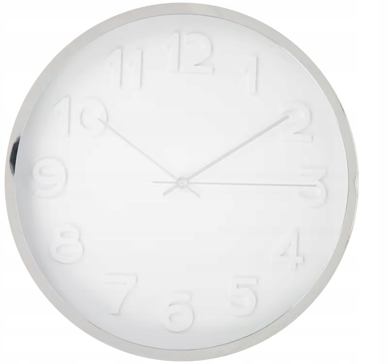 ZEGAR ŚCIENNY OKRĄGŁY KLASYCZNY NA ŚCIANE ZEGAREK 30cm Srebrny