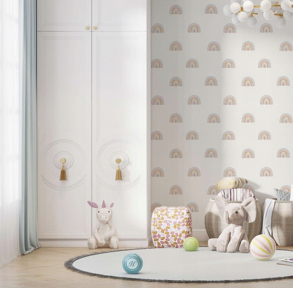 Tapeta dziecięca TĘCZA PASTELOWA W TĘCZĘ RAINBOW Długość 10.05 m
