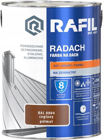 RAFIL RADACH FARBA NA DACH CEGLANY RAL8004 PÓŁMAT 5L
