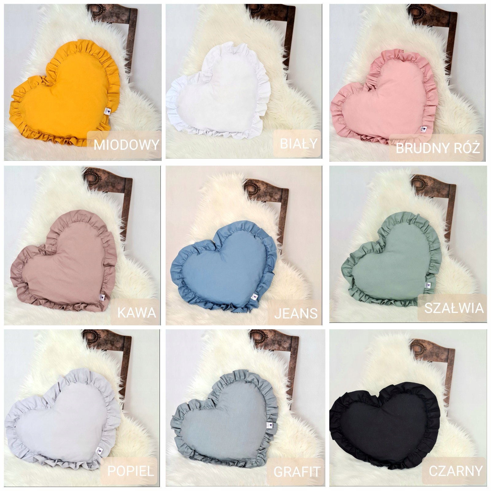 Poduszka dekoracyjna serce z falbanką KAWA Marka inna