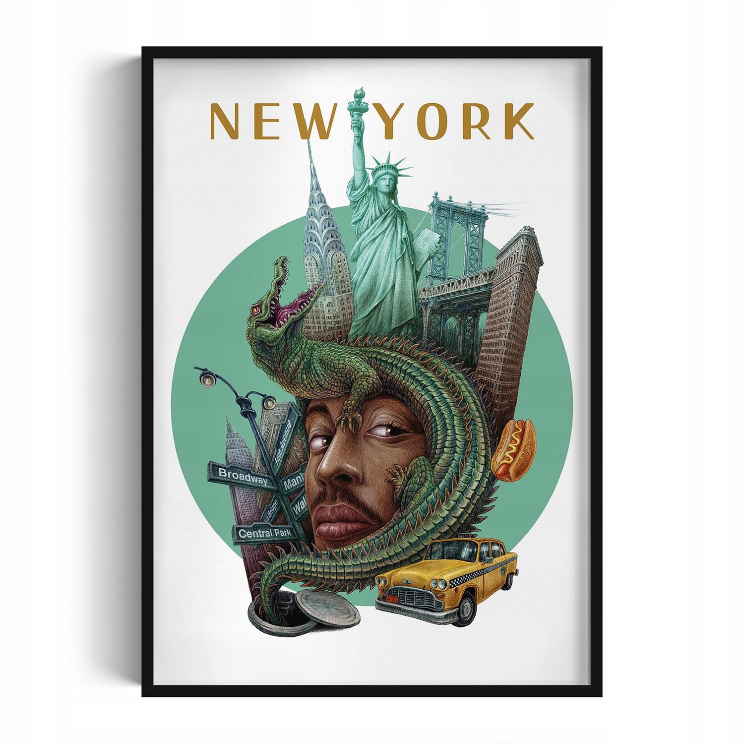 Rámeček s obrazem Rozměr 70x100 New York: Socha svobody Brooklyn Bridge