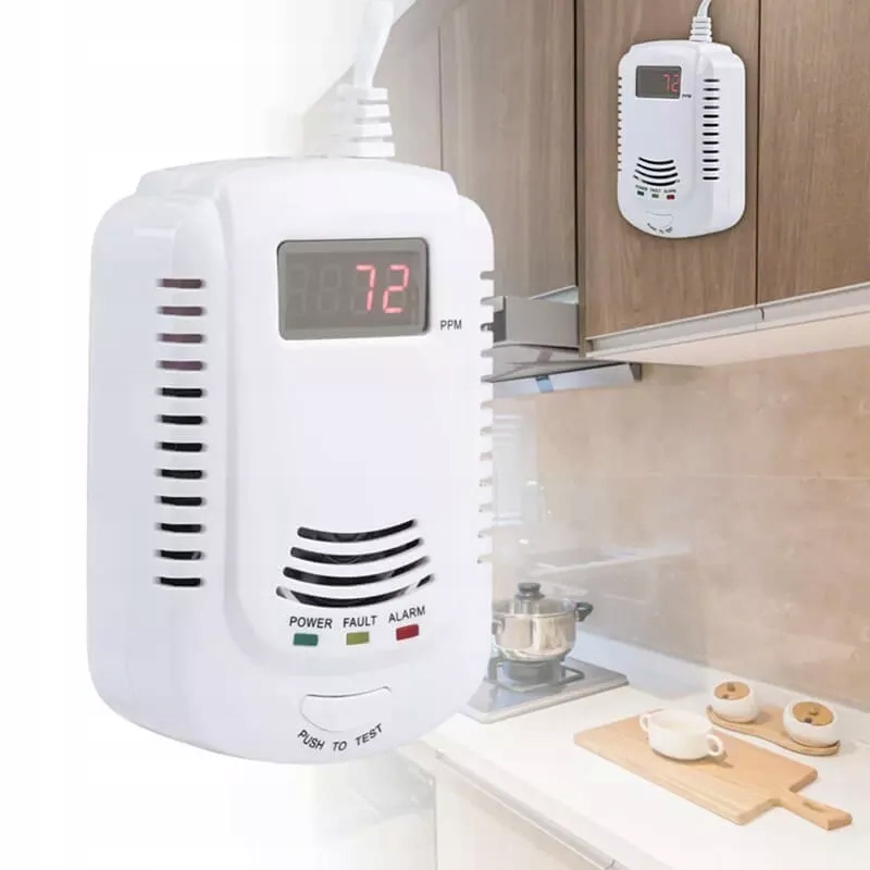 VIP SOLIDNY Czujnik CZADU I GAZU detektor TLENKU WĘGLA CO LCD MP067 Typ alarmu przewodowy