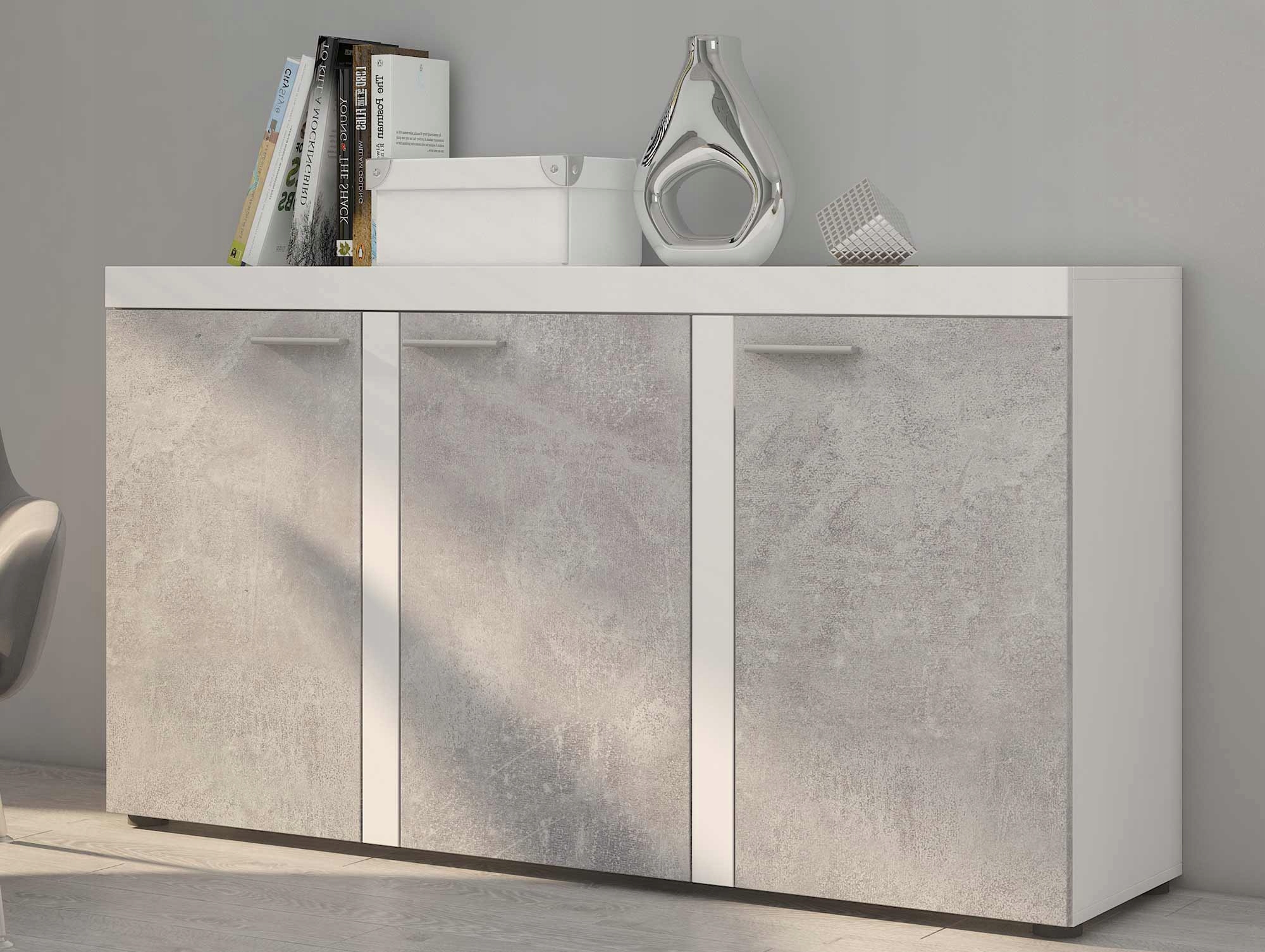 Moderní Prostorná Komoda 3 Skříněk Rumba Beton