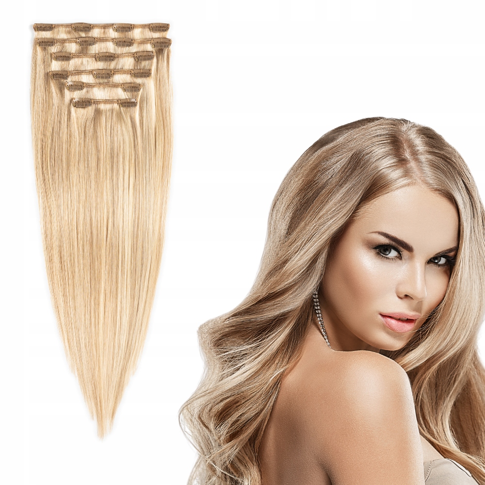 Připínací přírodní blond vlasy 53 cm 120 g #18/22