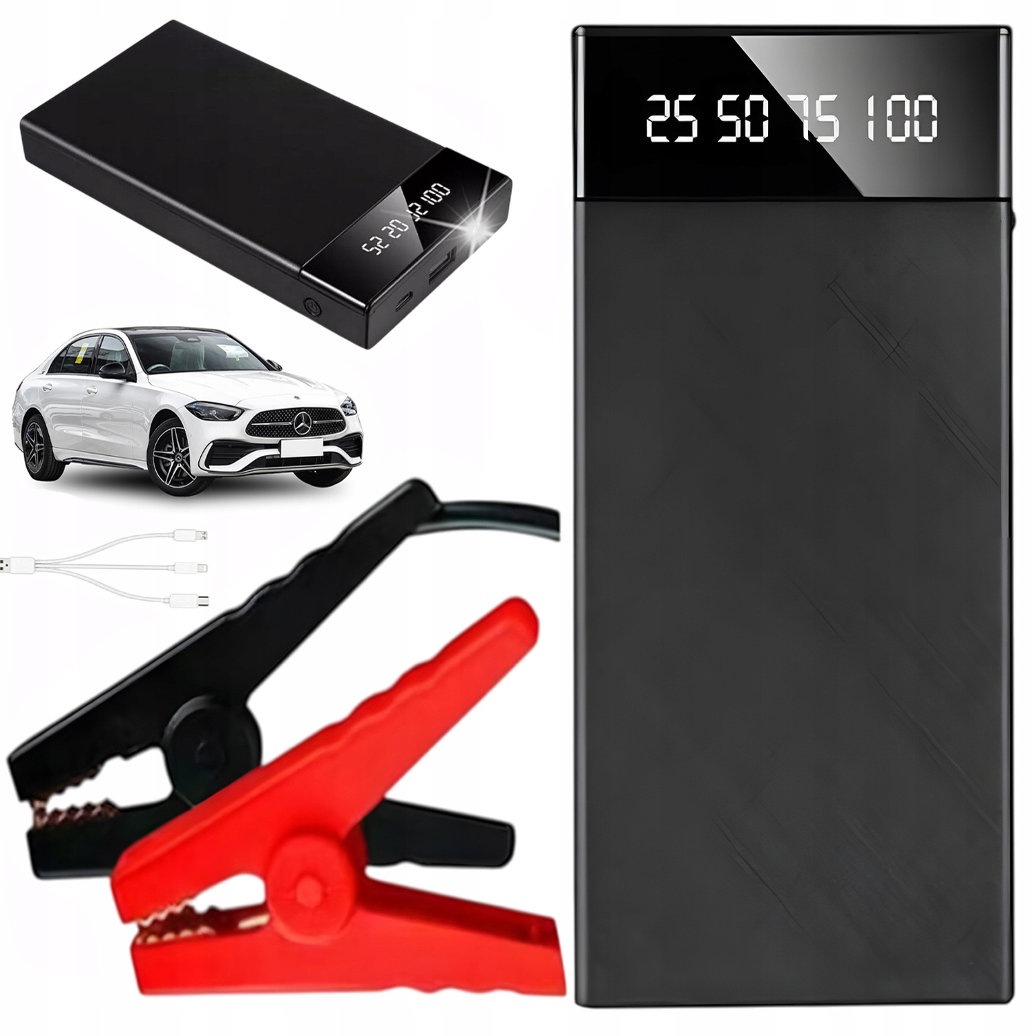 Přenosný Startovací Jump Booster Powerbank 12V Svorky Kabely 10000 mAh