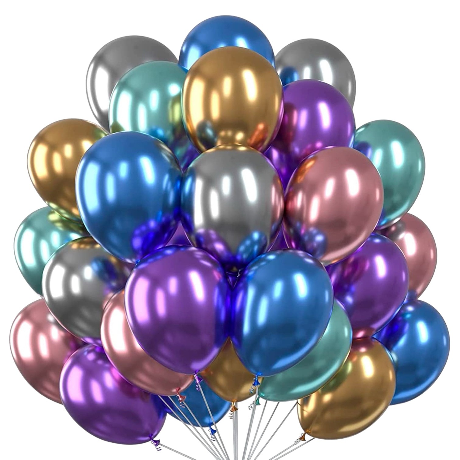 BALONY LATEKSOWE METALICZNE CHROM KOLOROWE 10" 25cm 50 SZTUK MIX KOLORÓW