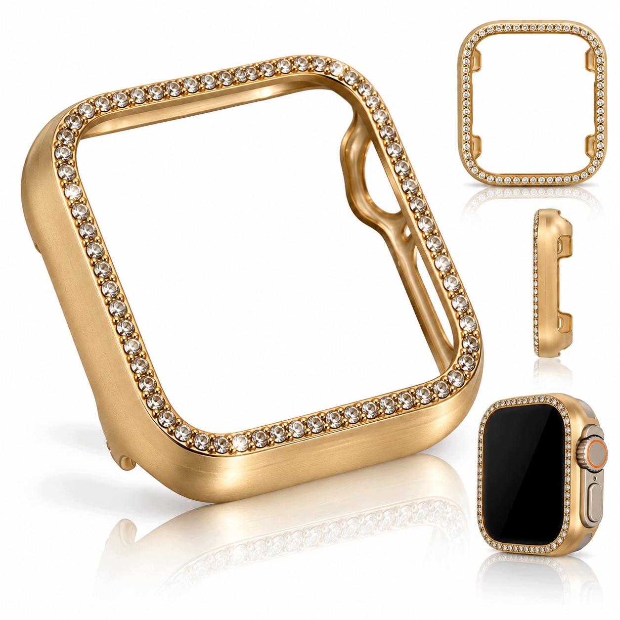 Etui Case Nakładka Apple Watch Ultra 49MM Złoto Satynowe Cyrkonie