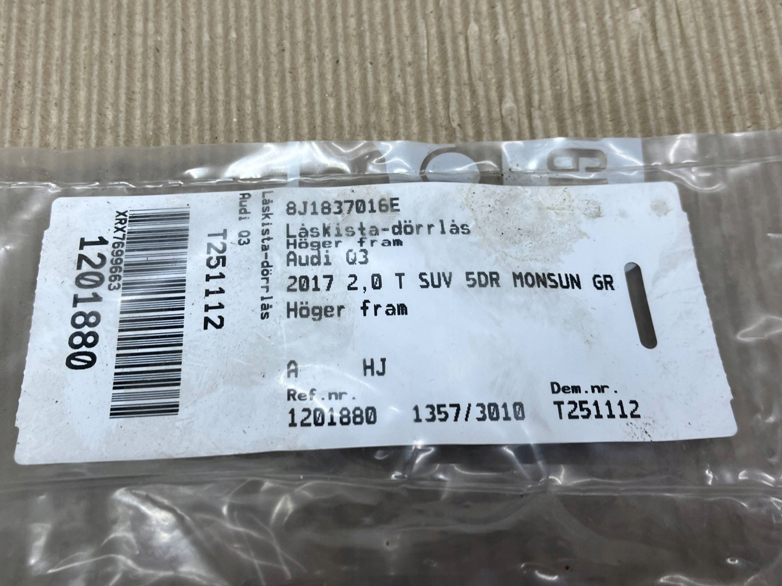 lock door przednich Audi Q3 SQ5 8J1837016E