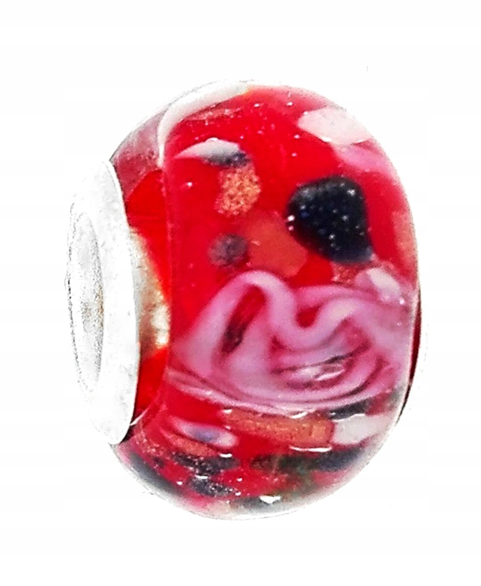 

Zawieszka beads szklany czerwień kwiaty