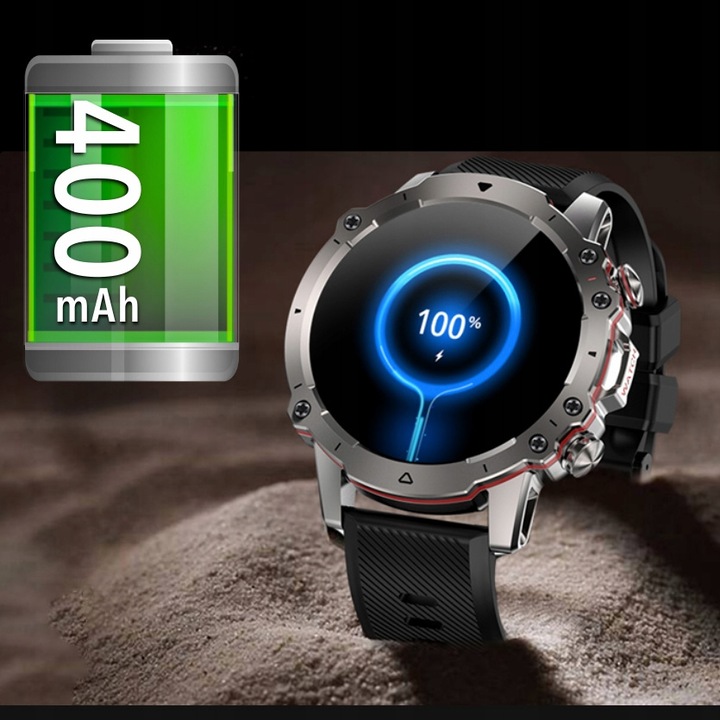 SMARTWATCH Rubicon LARGE BATTERY 400mAh - RECEIVING CALLS STEPS Case color black