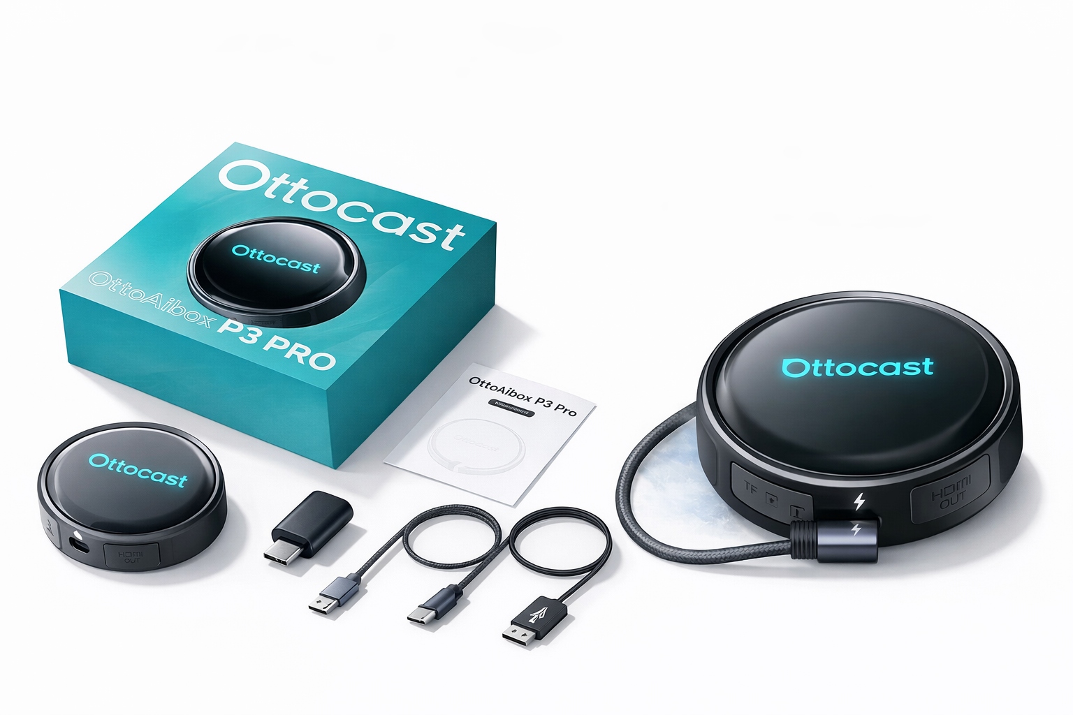 Bezprzewodowy adapter Ottocast P3 Pro 128Gb CarPlay/Android Auto (ai)