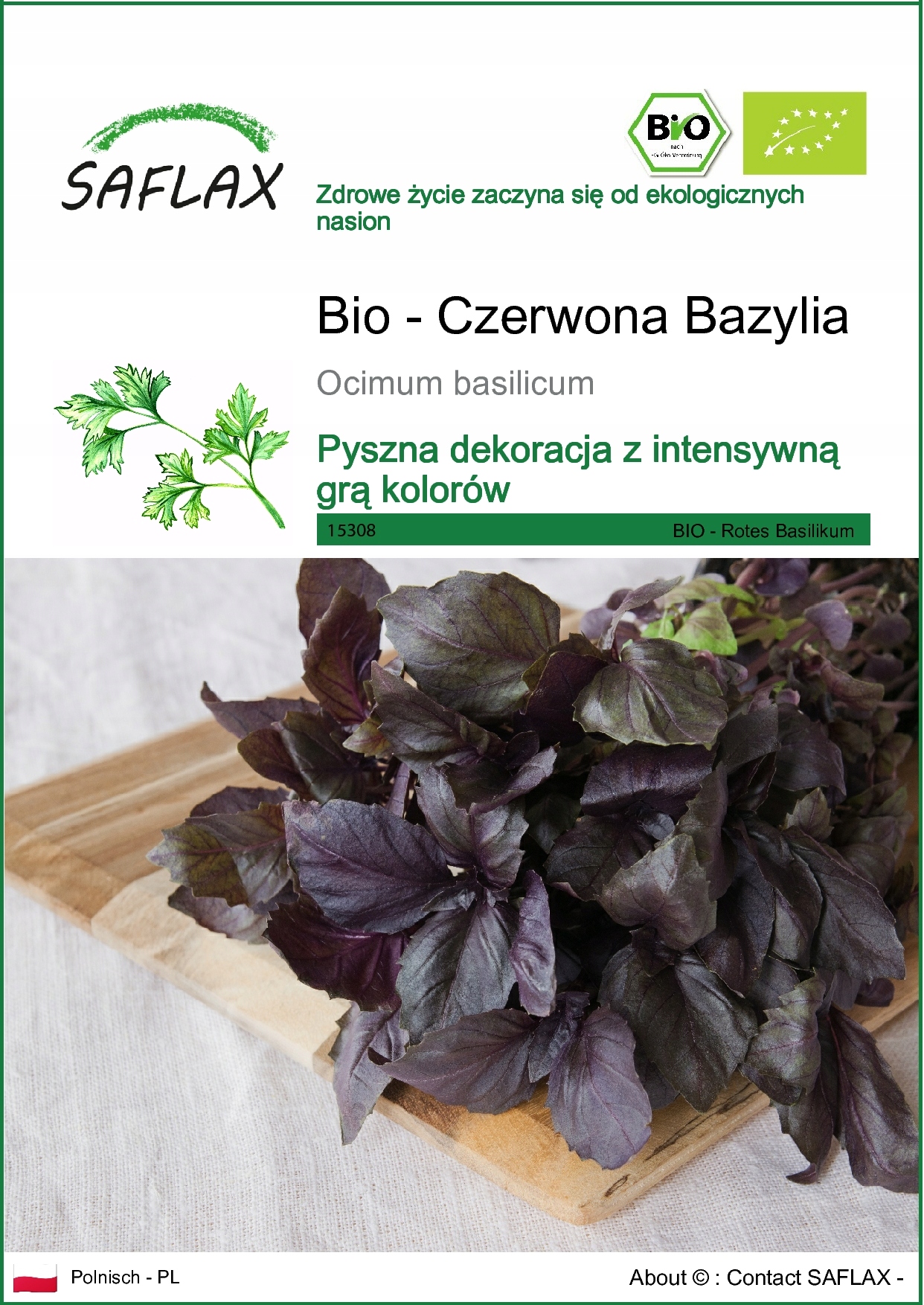 SAFLAX - Czerwona bazylia - 400 Nasiona - Ocimum
