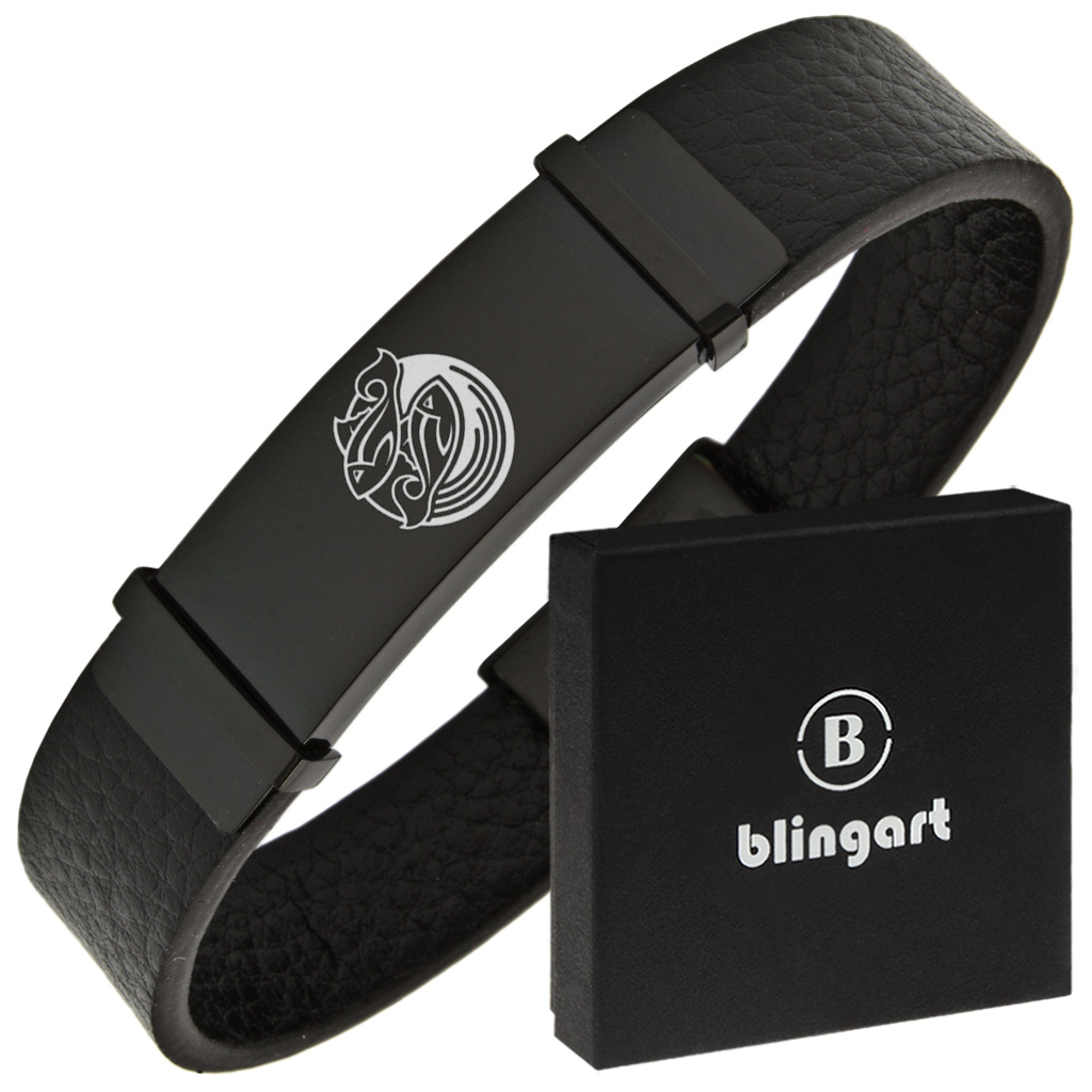 

Bransoletka znak Zodiaku grafika skórzana stal 316