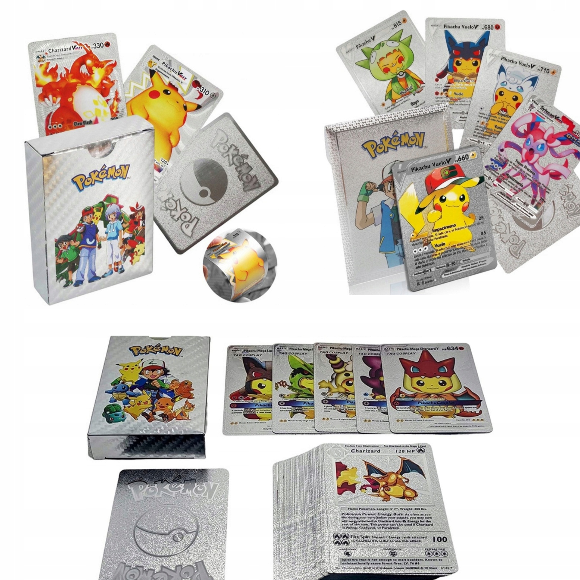 KOLEKCJONERSKIE KARTY POKEMON SREBRNE 55 SZT