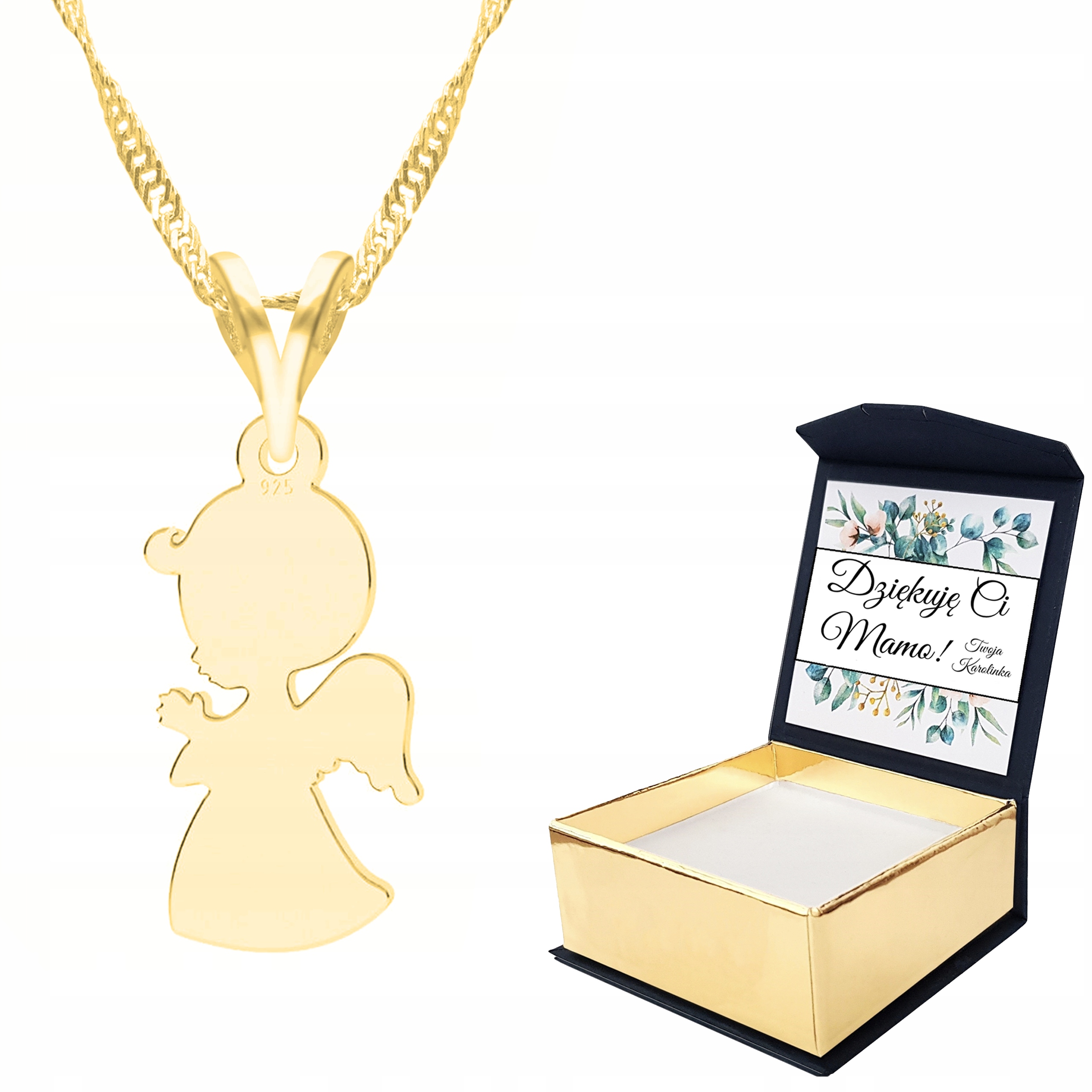 Zlatý náhrdelník andělíček 925 Vlastní Potisk
