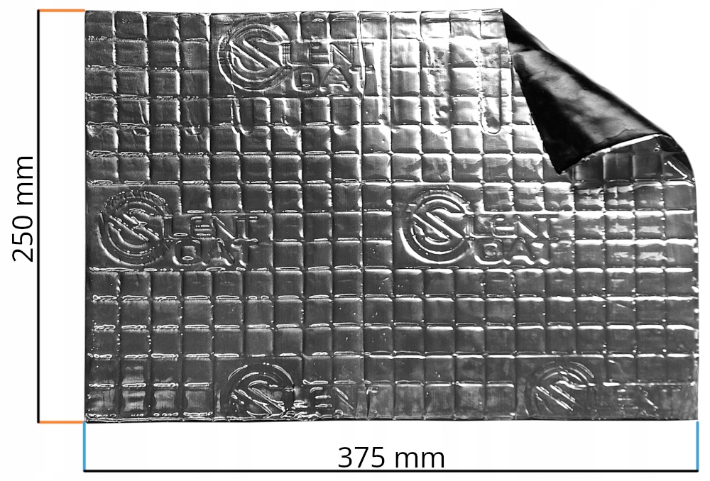Zestaw mat do wygłuszenia drzwi samochodowych 10 MAT BUTYL ZESTAW 0,93M2 Szerokość produktu 25 cm