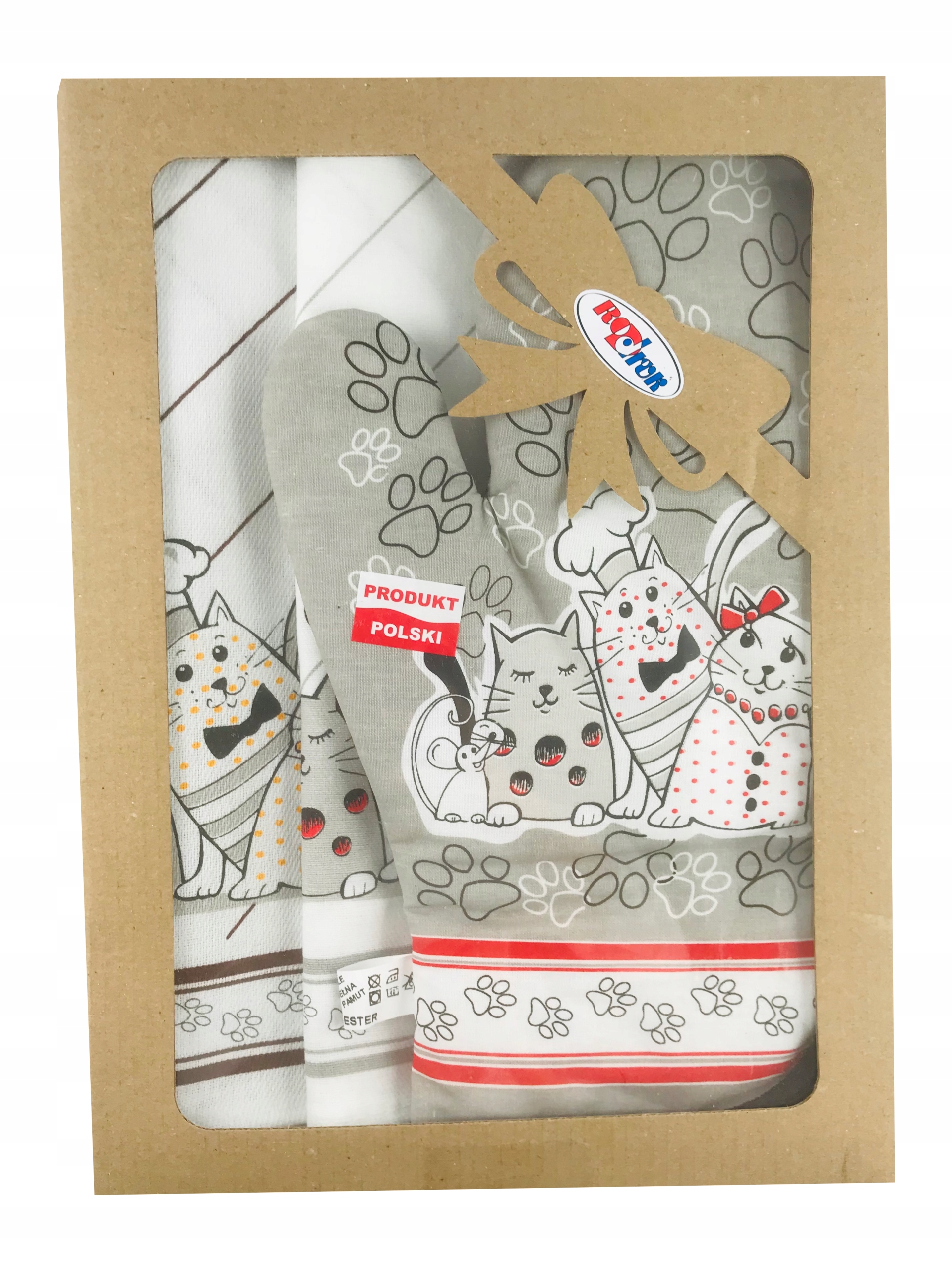 

Komplet kuchenny Kotki /sz 2 ścierki rękawica