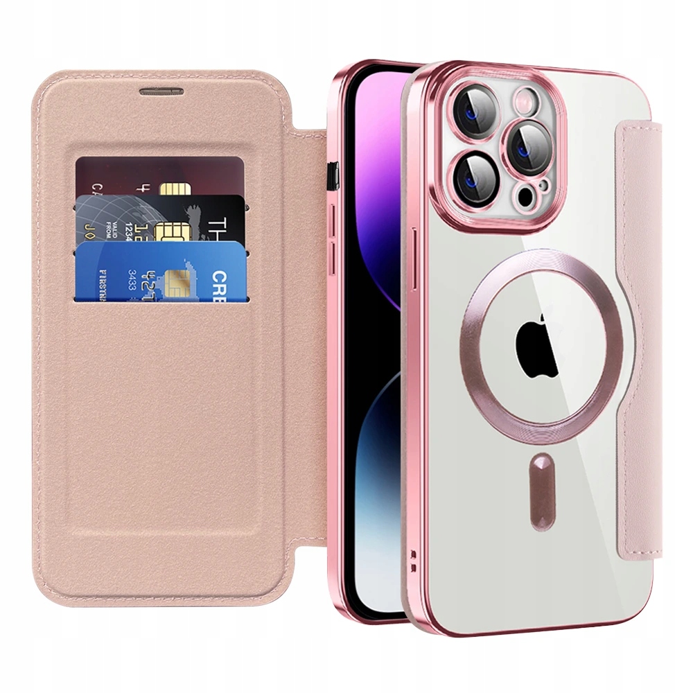 Techsuit SmartMag Book etui na iPhone 14 Pro Max różowe