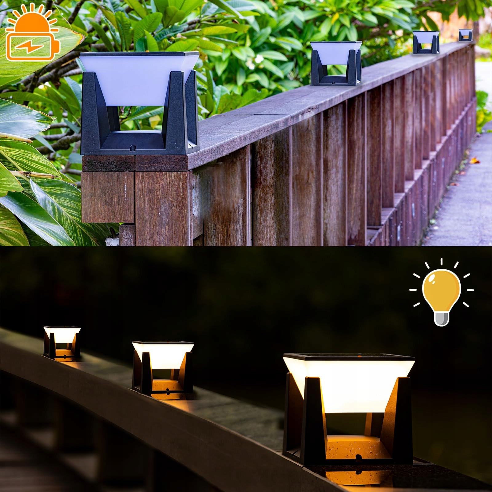 ACMHNC Lampa Ogrodowa Solar Czarna IP65 Wodoodporna 3000K Na Podjazd Patio — miniatura 4