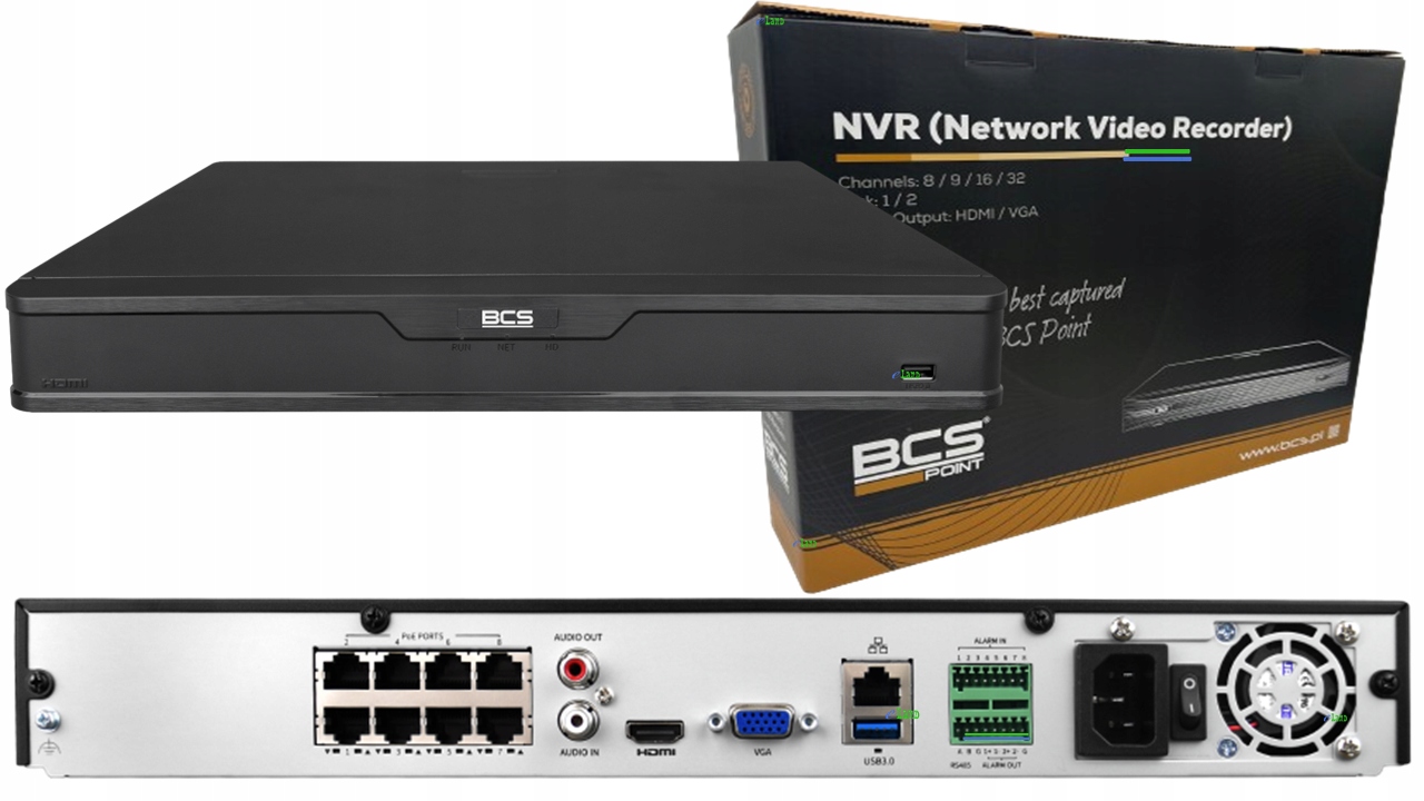 Rejestrator Ip BCS-P-NVR0802-A-4KE-8P(3) /8kanałów do 12MPx, 2xSata do 10TB