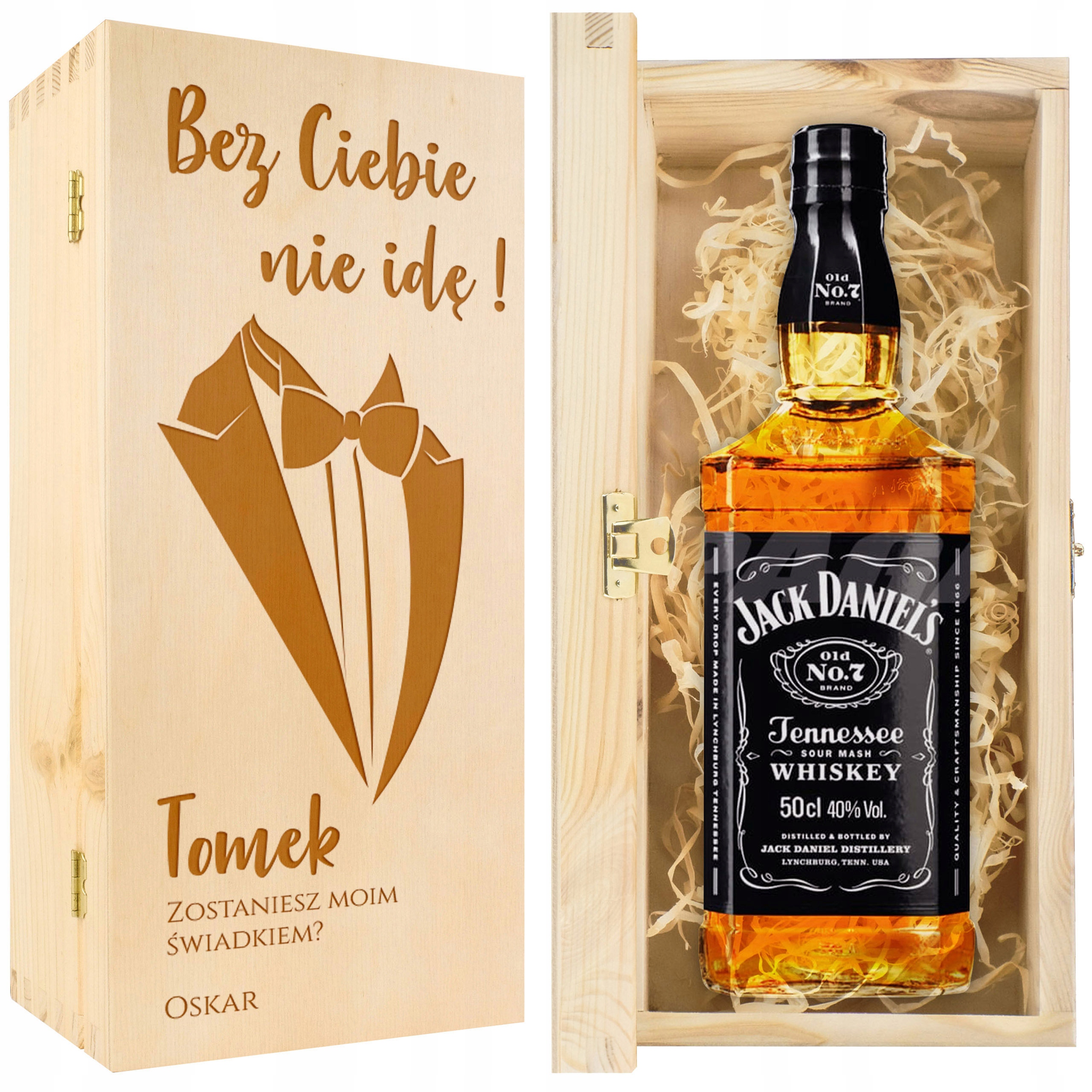 PROŚBA O ŚWIADKOWANIE ŚLUB SKRZYNKA NA WHISKY Kolor dominujący beże i brązy