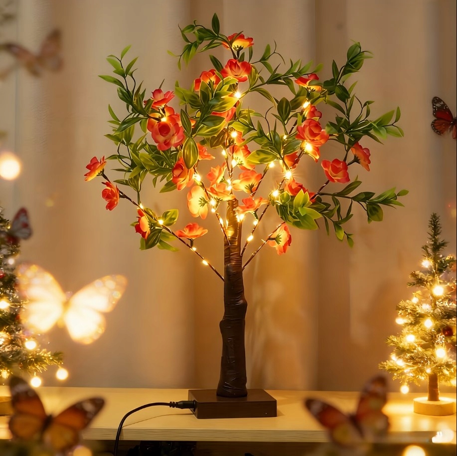 Lampka Lampa Led Drzewko drzewo Różane Czerwone Róże bonsai Kobiet