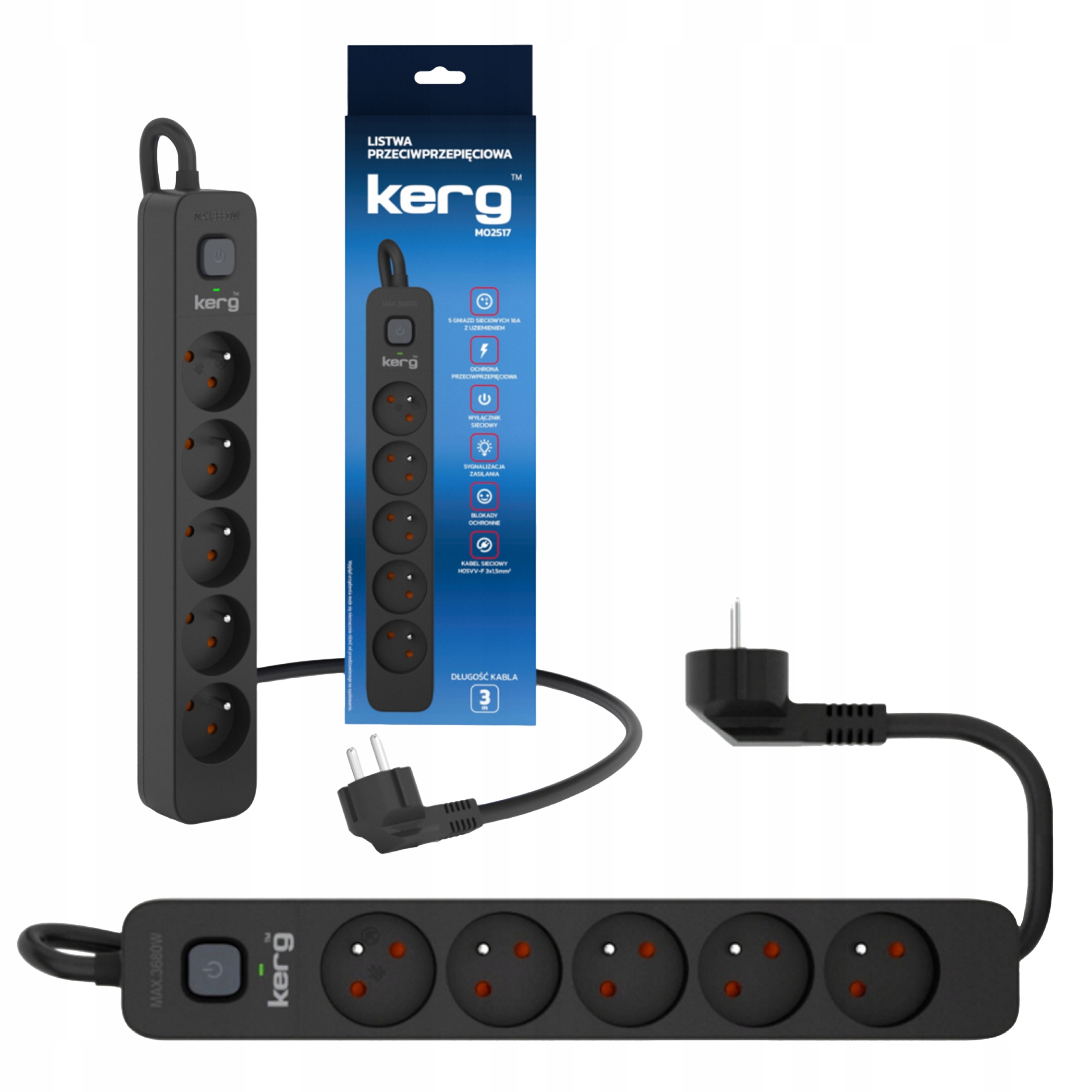 Listwa zasilająca KERG M02517 (3 m) czarny