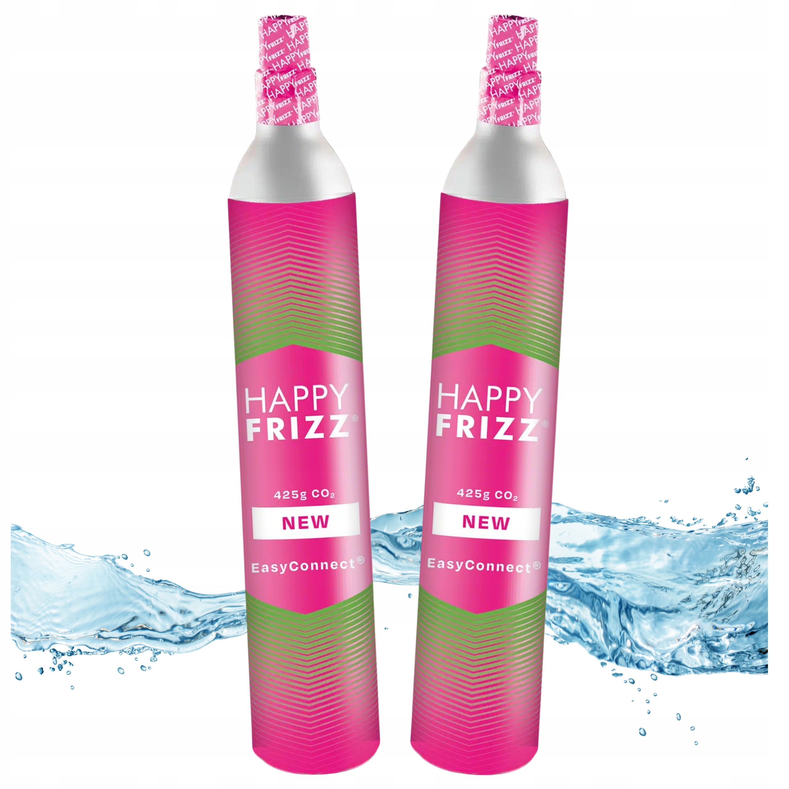 2x plynová láhev pro saturátor Quick Connect Qc Náboj Happy Frizz 425 g.