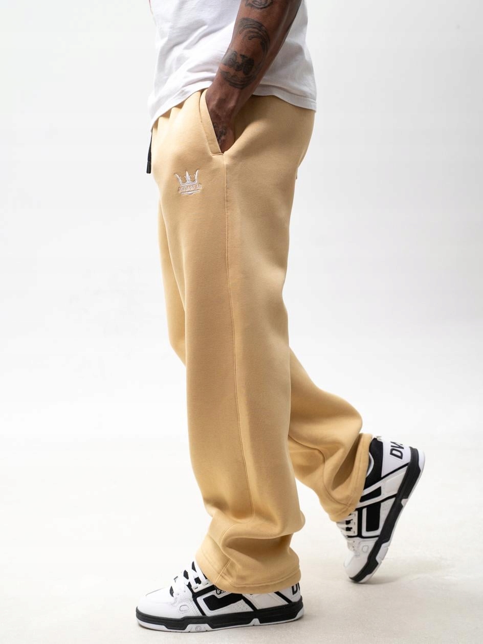 Široké Pánské Tepláky Baggy Hnědé Jigga Výšivka Bavlněné XL