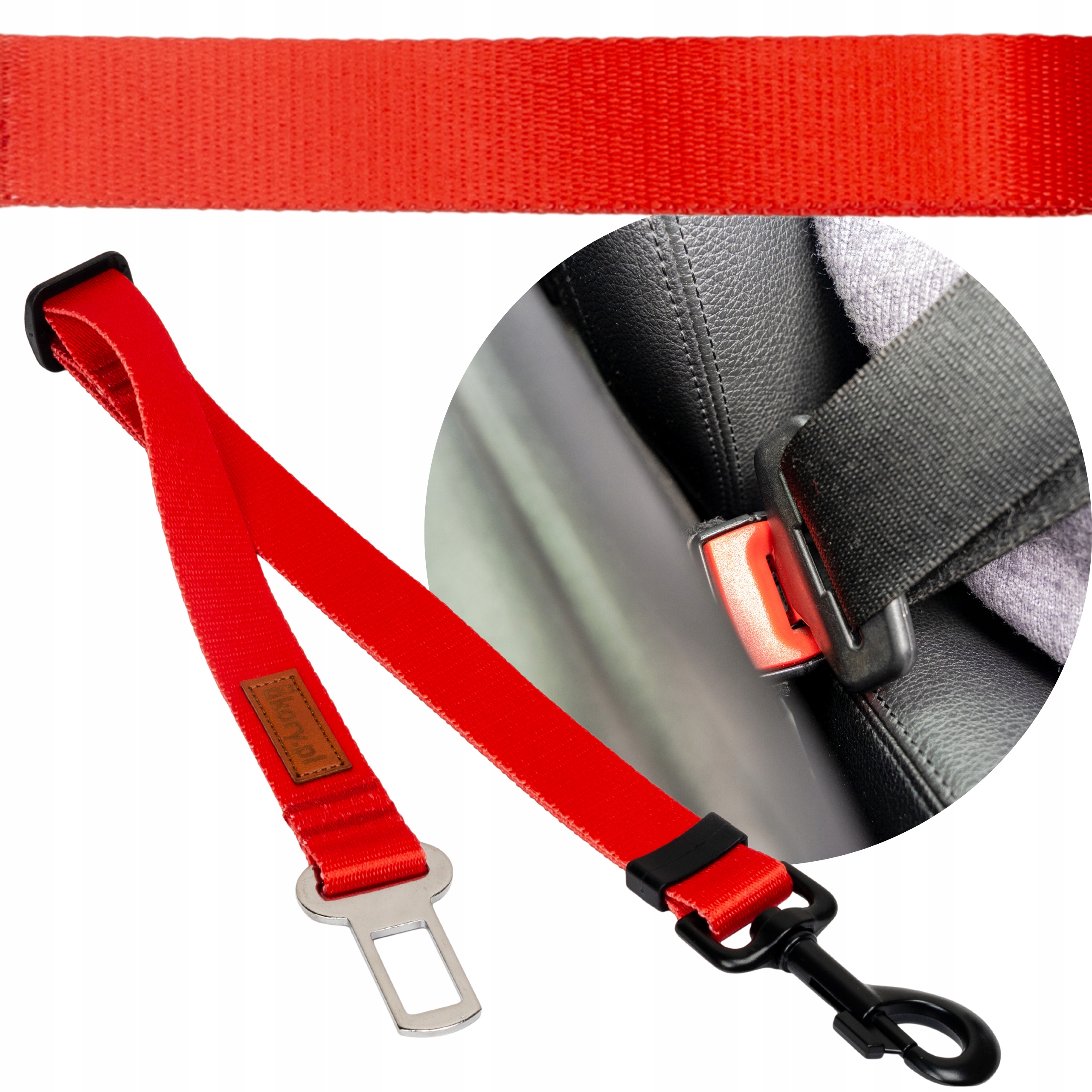 Levně Bezpečnostní pás pro psa do auta 25 mm 45-75 cm Ukory červený