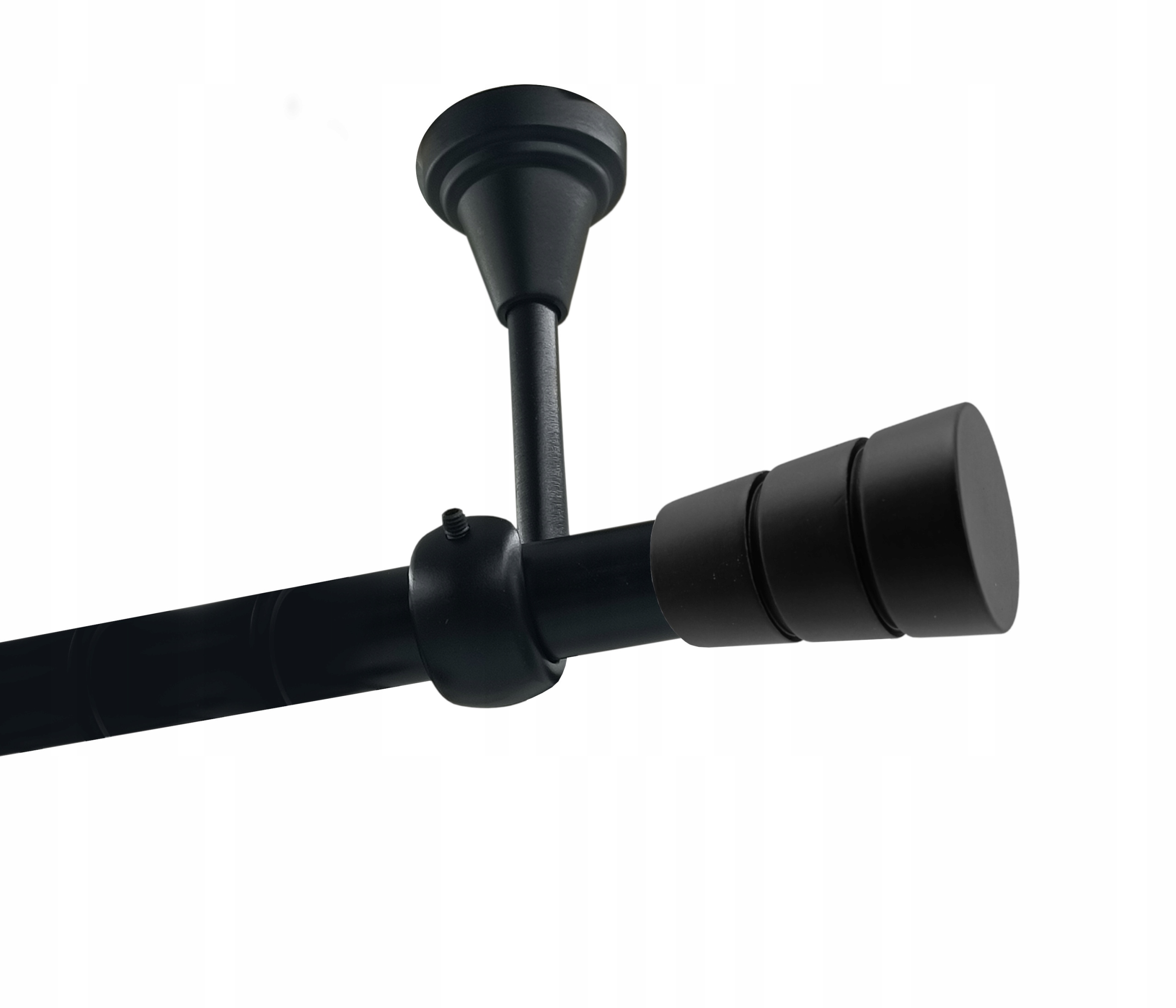 Jednoduchá garnýž Stropní Kov 19 mm Černý 300 cm Válec Basic Bez Koleček