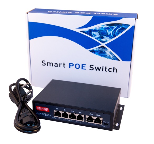 Switch PoE 6 port 100Mb/s ,4 PoE, 75W do Kamer Ip