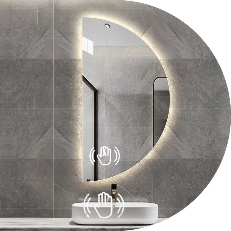 Zrcadlo Půlkruhové Led Měsíc 130x65 S Pohybovým Senzorickým Spínačem