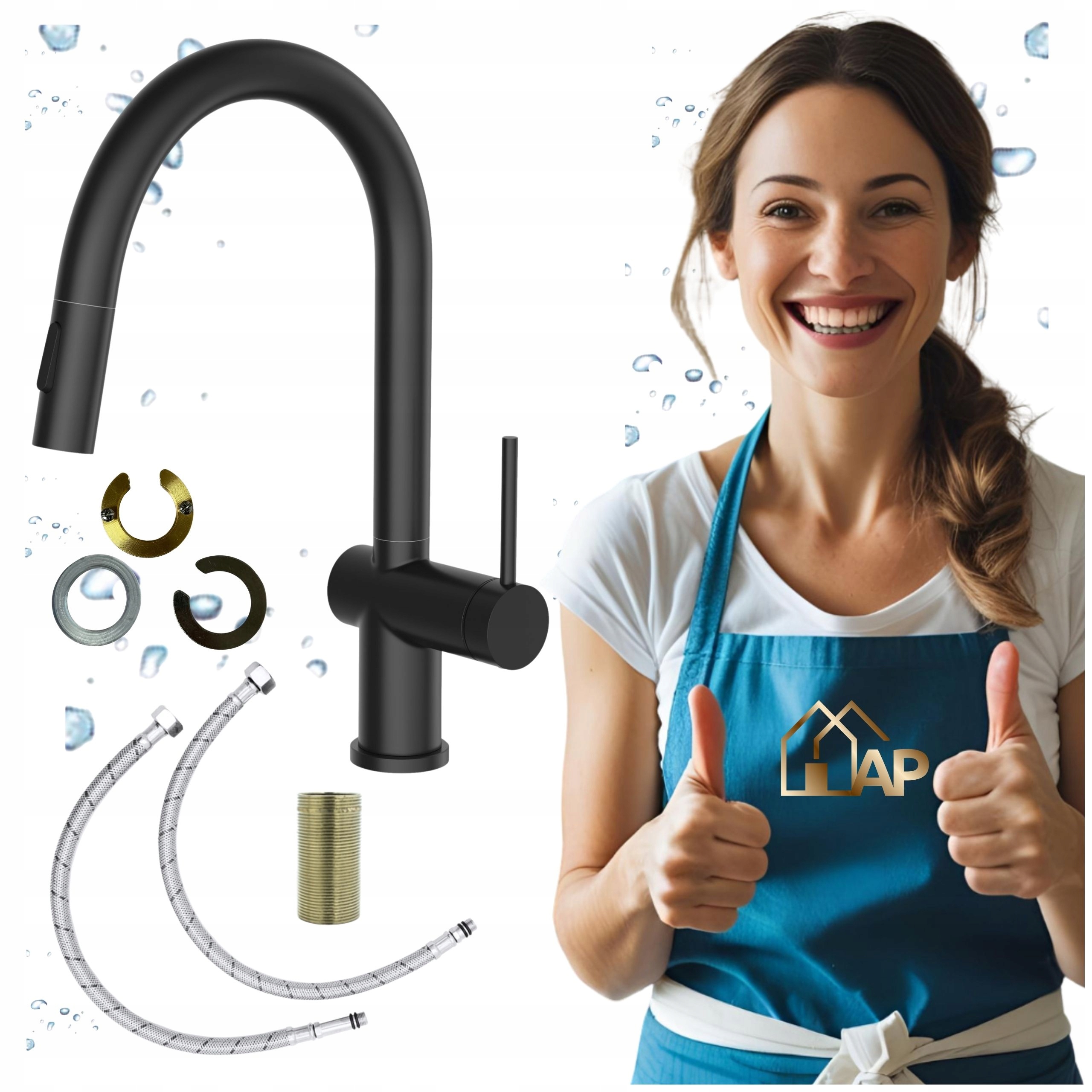 Kuchyňská stojánková baterie s výsuvným výtokem Černá Kuchyňská baterie do dřezu