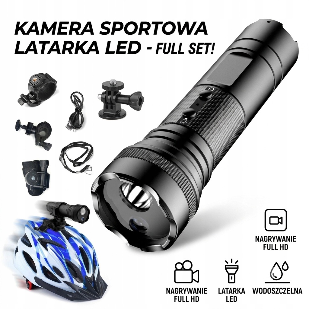 Kamera Sportowa Kask 1080P Motocyklowa Rowerowa Pov Wodoodporna Kompas