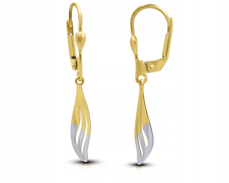 Zlaté Náušnice Závěsné Dámské Dvě barvy Zlatá pr. 585