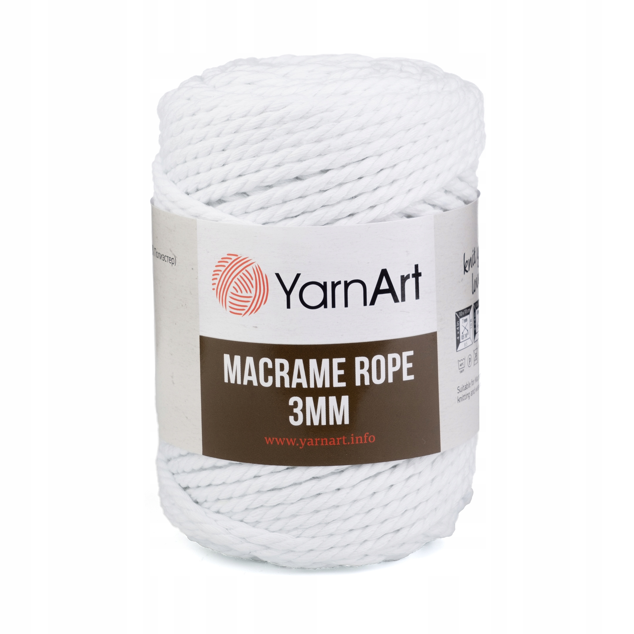 250g sznurek makrama Macrame Rope 3mm biały 751