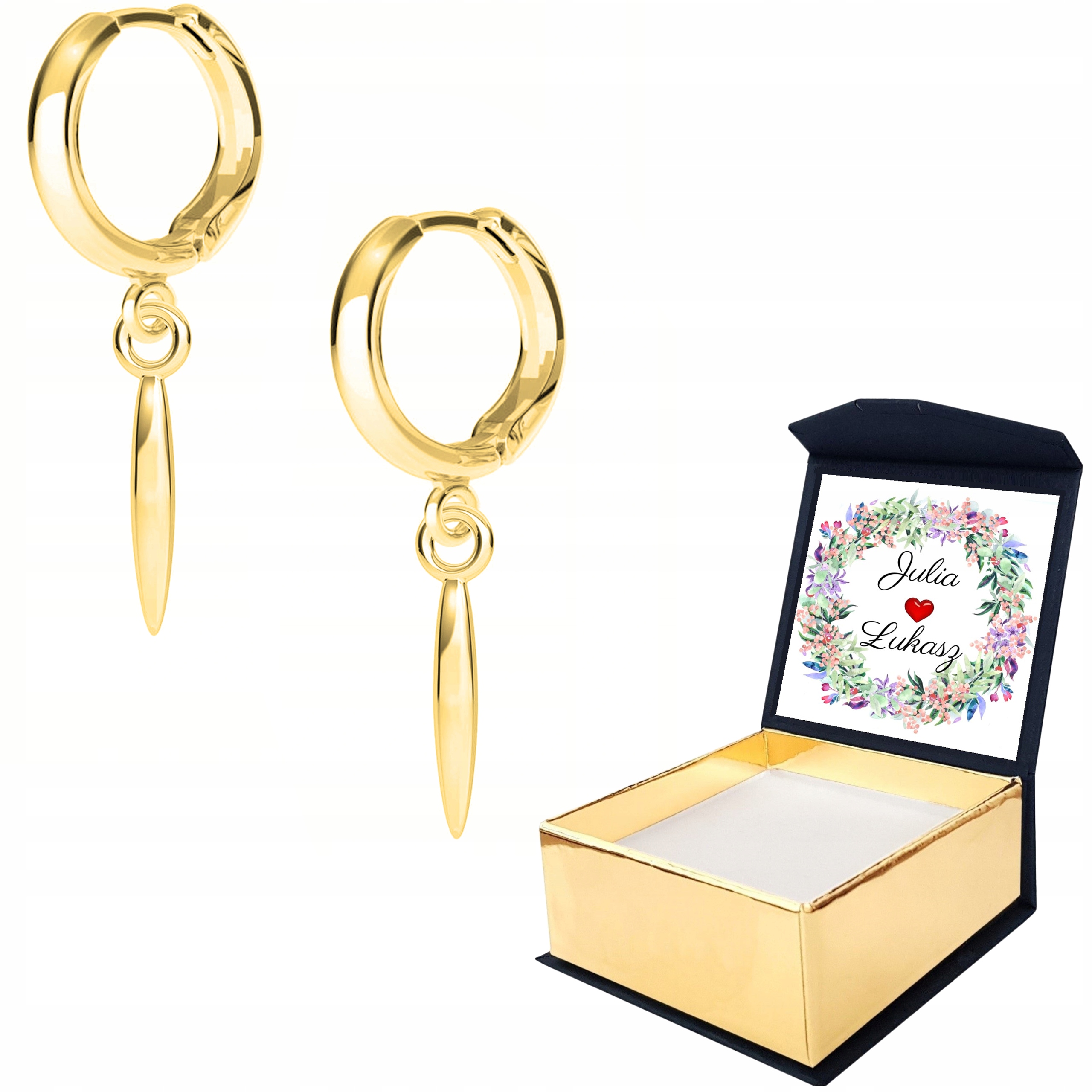 Náušnice zlaté Hrot Špendlík 925 Vlastní Potisk