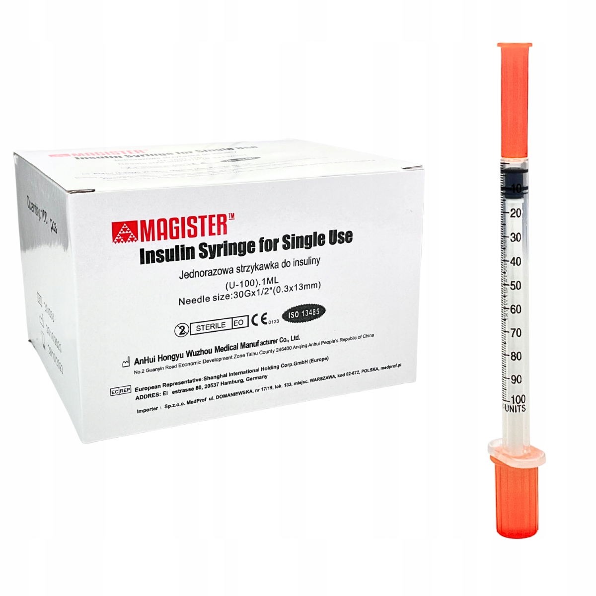 

Strzykawki Insulinowe 1ml U100 0,3x13mm 100szt.