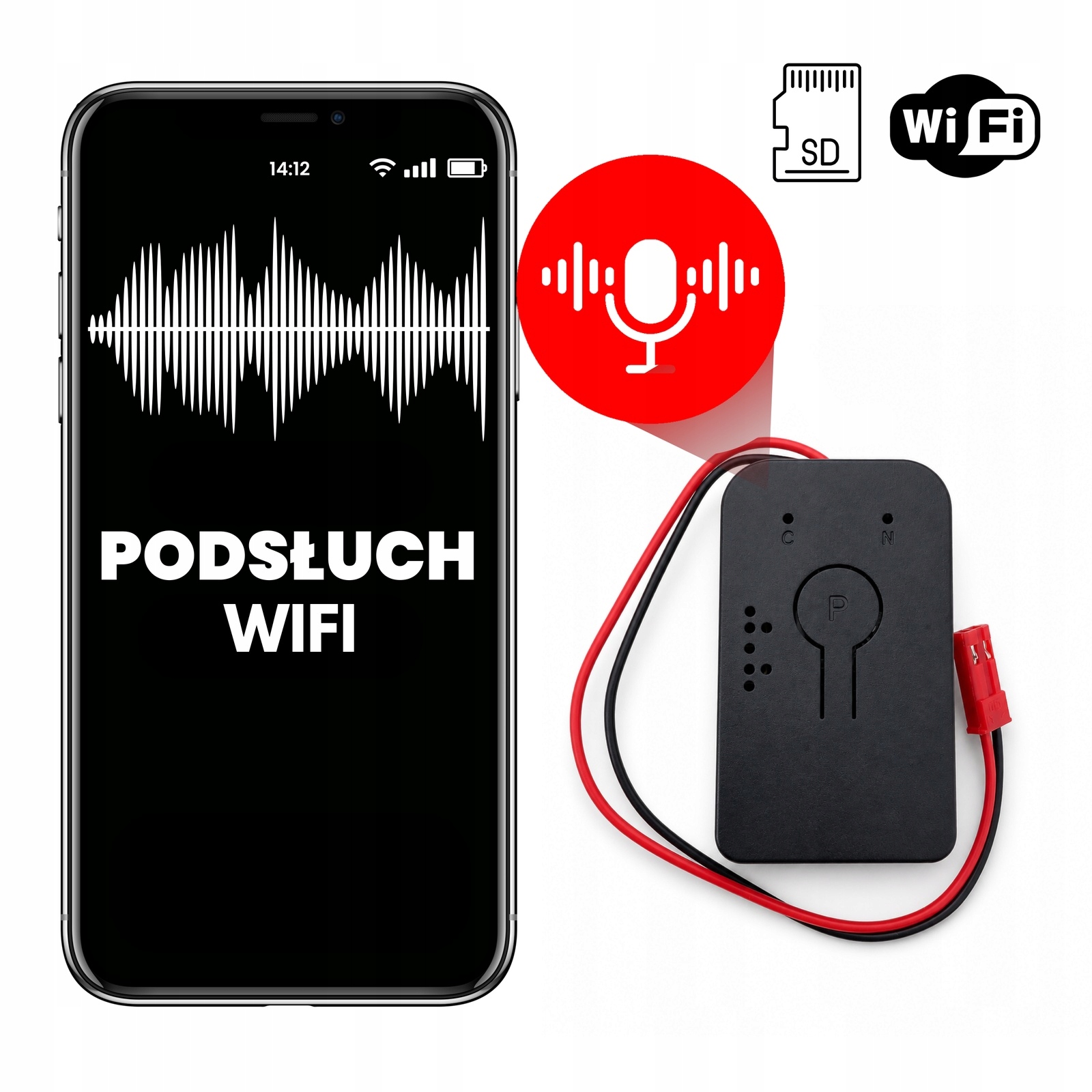 Mini špionážny diktafón s magnetickým odpočúvaním detekcia zvuku hlasom 18 mesiacov