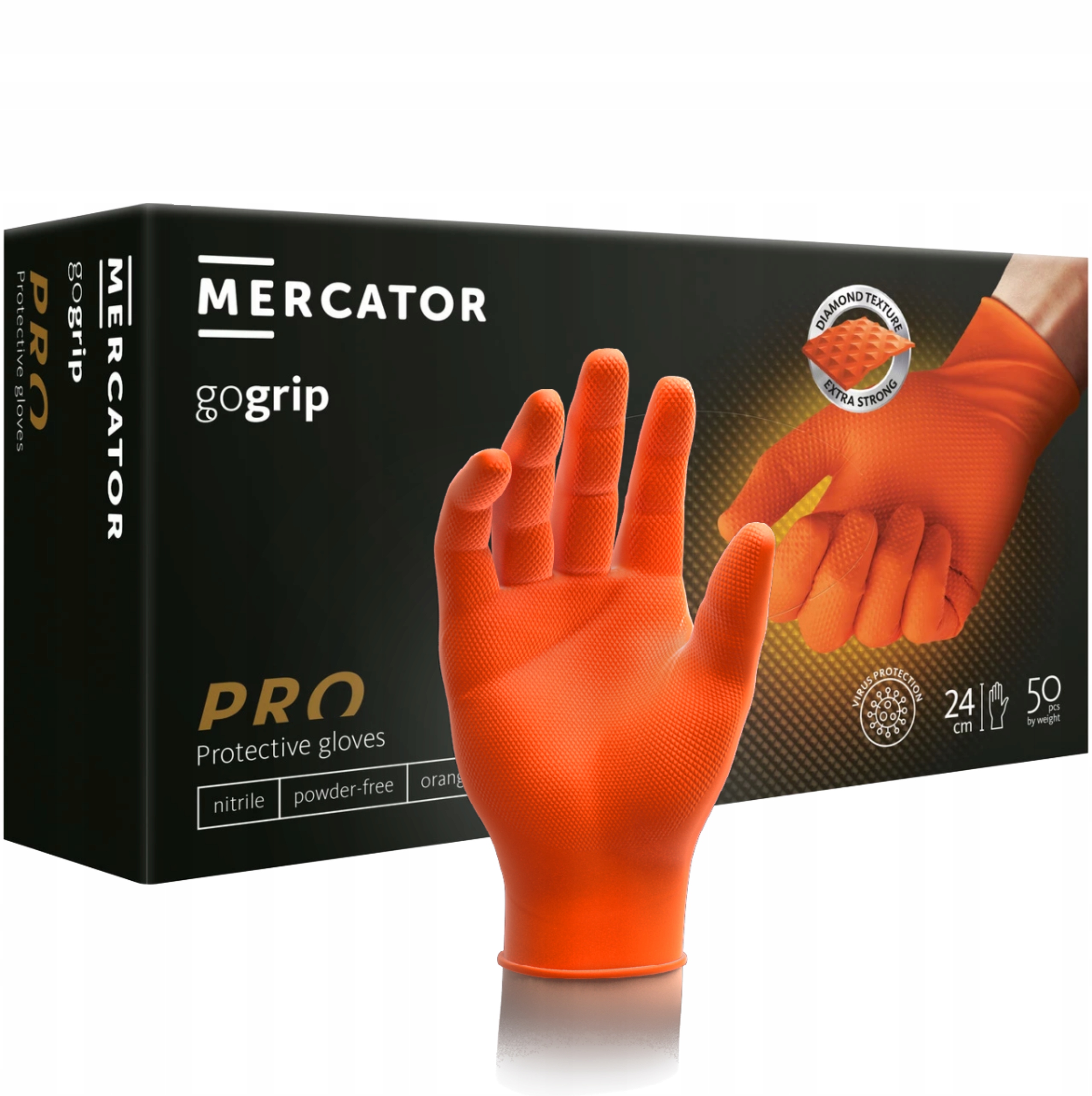 

Rękawice Nitrylowe XL Orange Mocne ideall Grip+