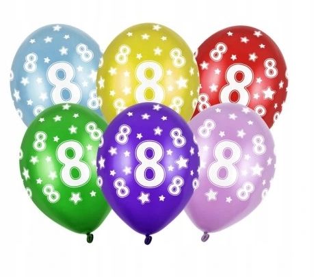 

Zestaw 8 urodziny balony 8st Birthday Metallic Mix