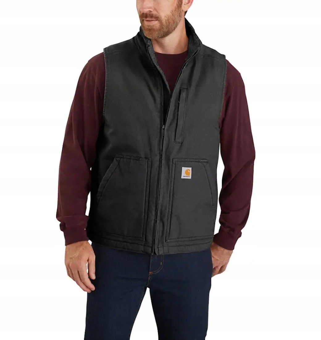Vesta Carhartt Washed Duck Sherpa-Lined Black