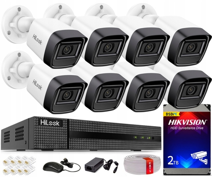 Sada monitorování Ip 4MPx 2K+ 8 venkovních kamer PoE HiLook od společnosti Hikvision