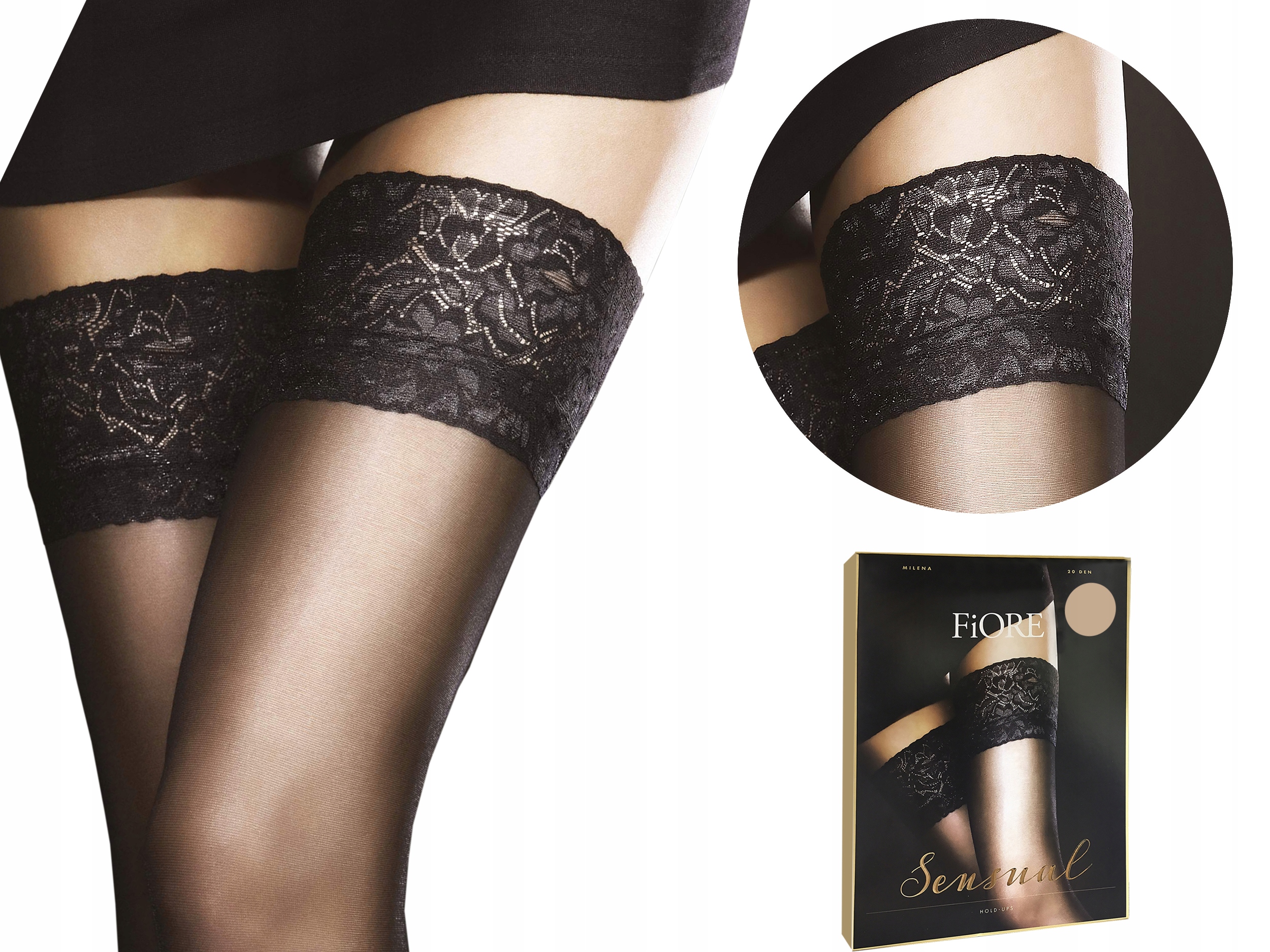 

Fiore Milena pończochy samonośne, koronka nude 3-M