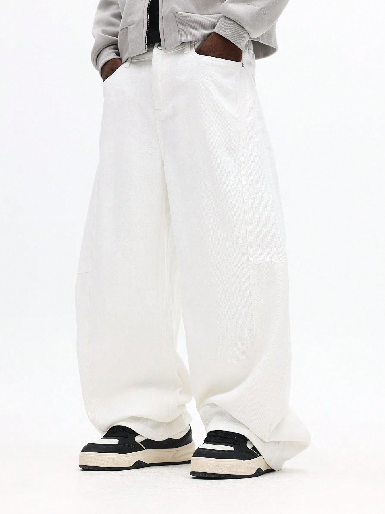 Pánské Volné Džíny Wide Leg Bílé S Nízkým Pasem Casual Sumwon S