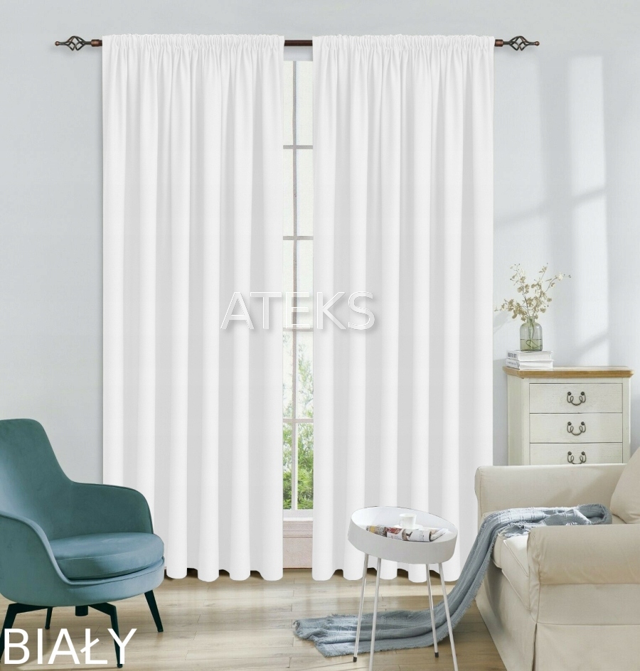 ZASŁONA MATOWA PANAMA NA TAŚMIE 145x250 biały Wzór gładki